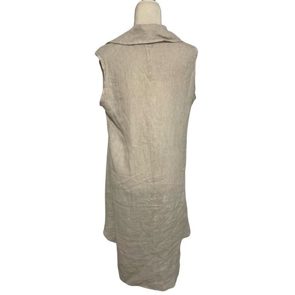 campo de fiori womens solid beige 100% linen tank midi dress medium large Italy - Picture 2 of 6